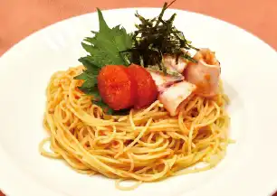 イカと明太子の冷製スパ